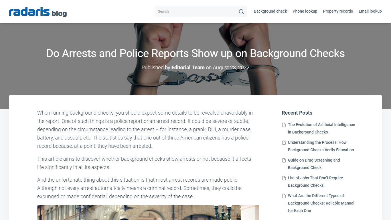 Do Arrests and Police Reports Show up on Background Checks - Radaris